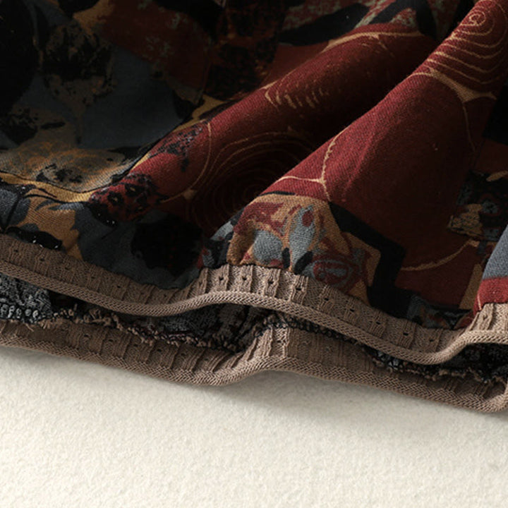 Camiseta de manga larga para mujer con cuello en V y bolsillos, con diseño geométrico de patchwork y Buddha Stones en otoño - image 5