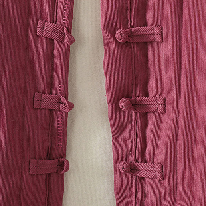 Chaqueta de algodón de manga larga para mujer con botones de rana y diseño sencillo de Buddha Stones - image 18