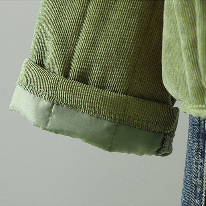 Chaqueta de algodón de manga larga para mujer con botones de rana y diseño sencillo de Buddha Stones - image 13