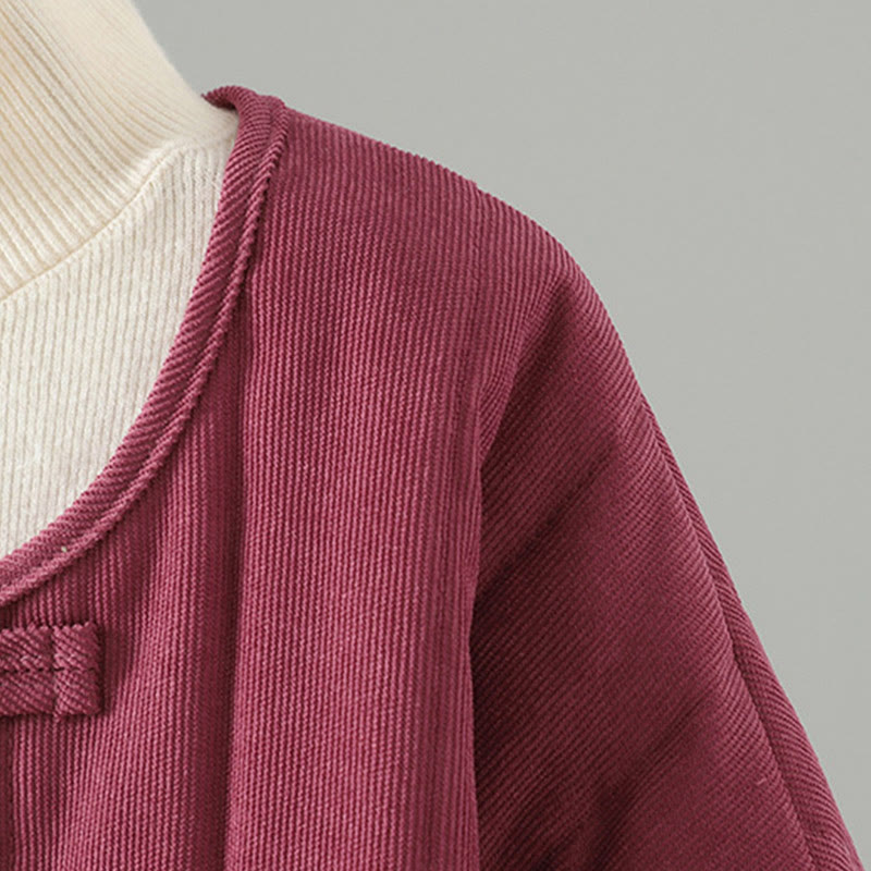 Chaqueta de algodón de manga larga para mujer con botones de rana y diseño sencillo de Buddha Stones - image 16