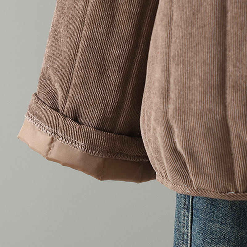 Chaqueta de algodón de manga larga para mujer con botones de rana y diseño sencillo de Buddha Stones - image 7