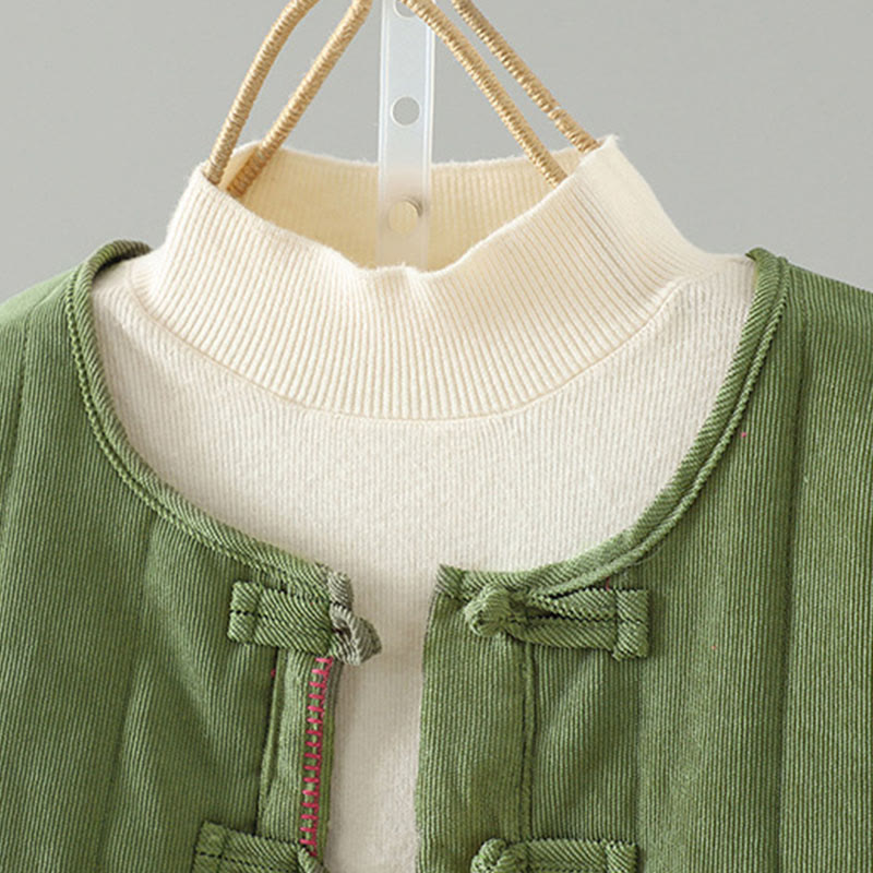 Chaqueta de algodón de manga larga para mujer con botones de rana y diseño sencillo de Buddha Stones - image 11