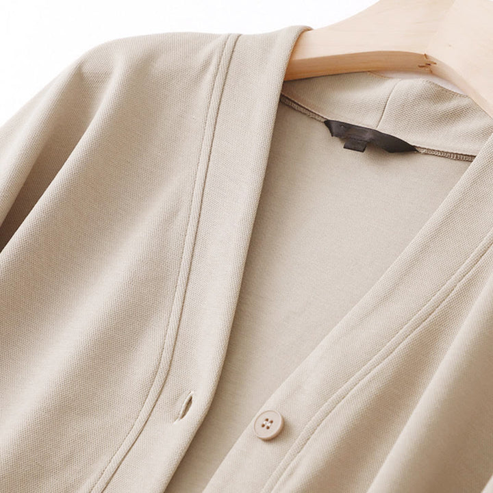 Chaqueta de algodón de manga larga para mujer con botones lisos Buddha Stones - image 8