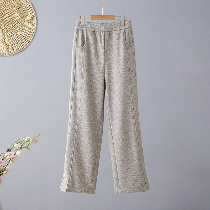 Buddha Stones Pantalones casuales gruesos de algodón con bolsillos y diseño de bloques de color liso para mujer - Gris oscuro - US8-10，UK/AU12-14，EU40-42 (2XL) - image 9