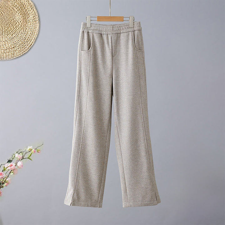 Buddha Stones Pantalones casuales gruesos de algodón con bolsillos y diseño de bloques de color liso para mujer - Gris oscuro - US8-10，UK/AU12-14，EU40-42 (2XL) - image 9