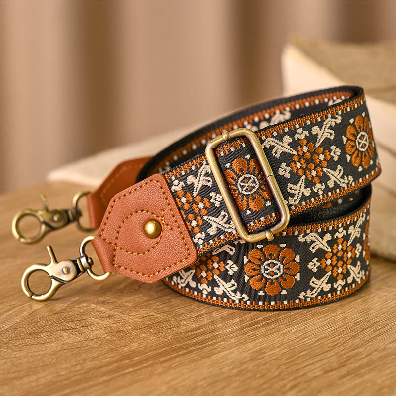 Bolsos de mano ajustables con diseño de flores marrones y Buddha Stones, con correas cruzadas para el hombro. - image 3