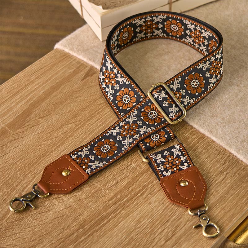 Bolsos de mano ajustables con diseño de flores marrones y Buddha Stones, con correas cruzadas para el hombro. - image 2