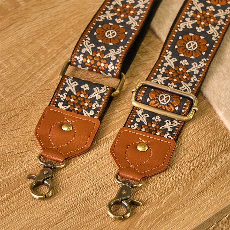 Bolsos de mano ajustables con diseño de flores marrones y Buddha Stones, con correas cruzadas para el hombro. - image 4