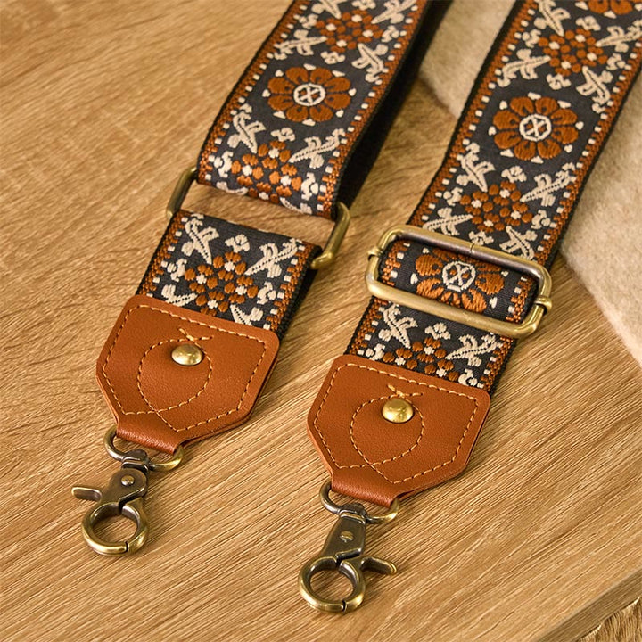 Bolsos de mano ajustables con diseño de flores marrones y Buddha Stones, con correas cruzadas para el hombro. - image 4