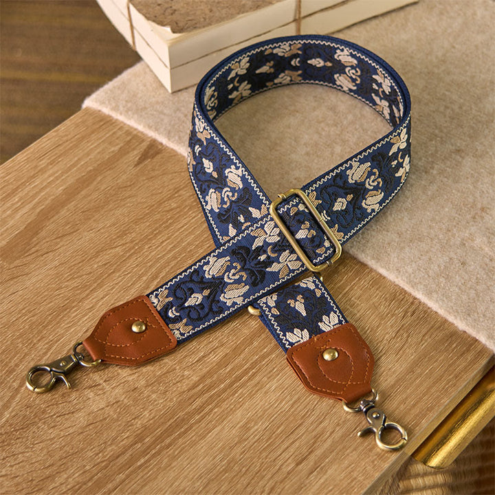 Correas de repuesto para bolsos de mano ajustables con bordado geométrico de flores y Buddha Stones - Azul acero - 80-140 cm x 5 cm - image 5