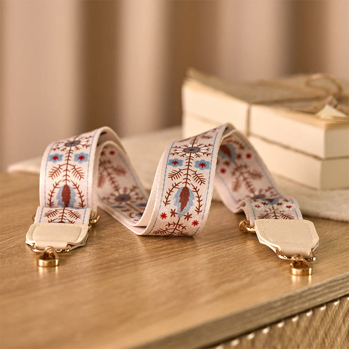 Correas de repuesto ajustables para bolsos, bandoleras y bolsos de mano con diseño de flores bohemias y Buddha Stones - Caqui - 70-135 cm x 3,8 cm - image 0