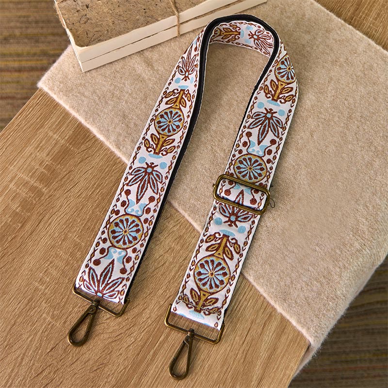 Correas de repuesto para bolsos de mano ajustables con diseño geométrico de hojas de arce y flores de Buddha Stones bohemio, para bandolera - Beige - 70-135 cm x 5 cm - image 0