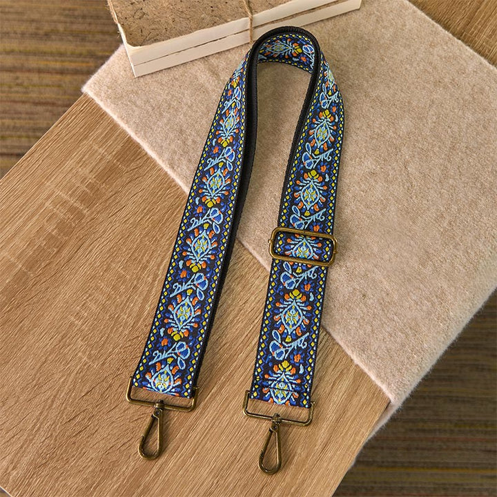 Correas de repuesto para bolso de mano, ajustables, con diseño geométrico, de flores azul marino y Buddha Stones. - image 1