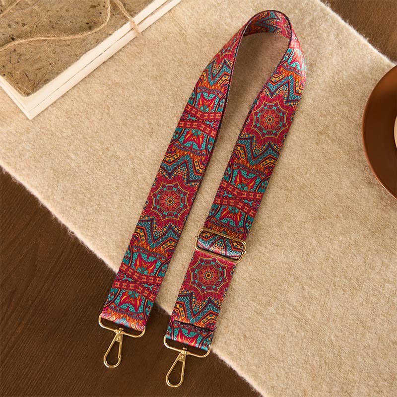 Correas de repuesto para bolsos, bandoleras y bolsos, con diseño geométrico de mandala roja bohemio y Buddha Stones. - Mandara roja 76-136cm*5cm - image 0