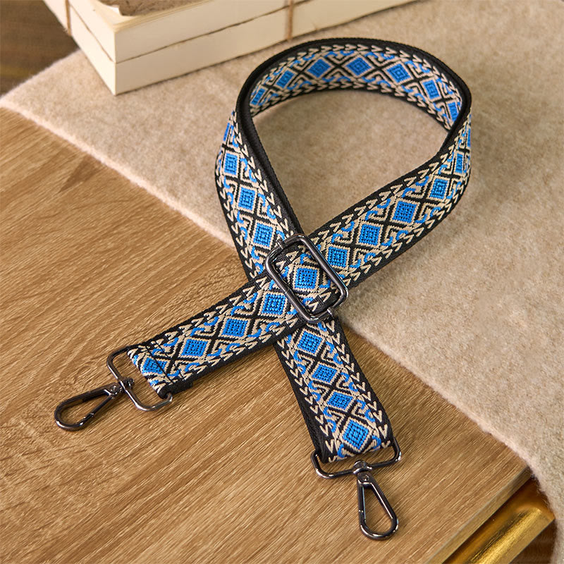 Correas de repuesto para bolso de mano, ajustables, con diseño geométrico, de rombos, diamantes y Buddha Stones bohemio. - Azul - 75-145 cm * 3,8 cm - image 0