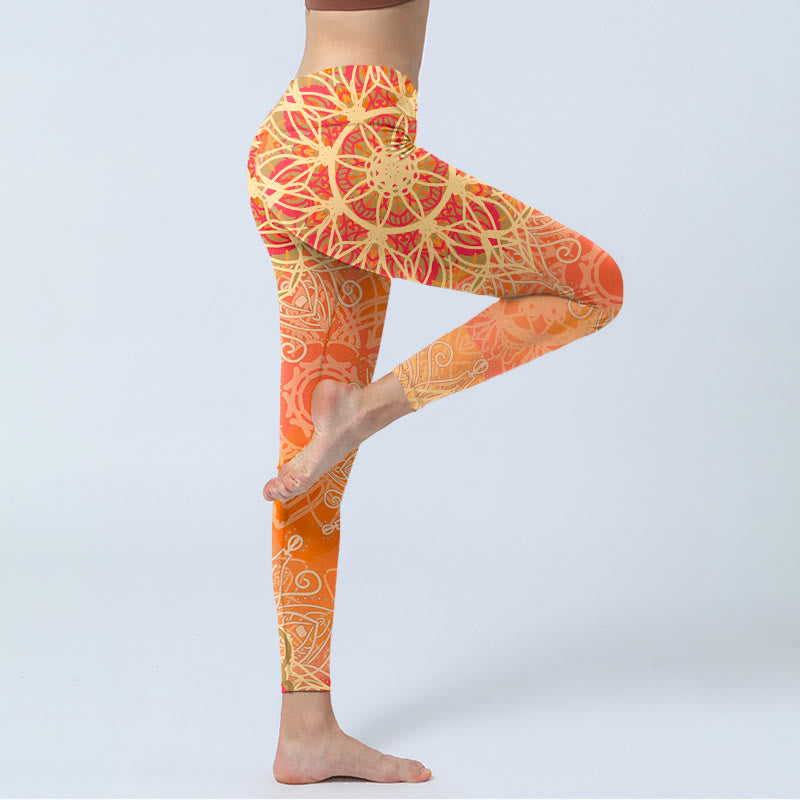 Leggings de yoga para mujer con estampado geométrico simétrico de Buddha Stones - image 3