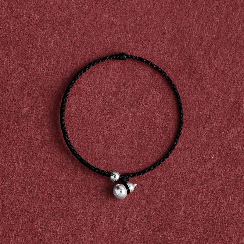 Buddha Stones Pulsera con dije de calabaza de la suerte en plata de ley 925 con cierre de cordón - Cuerda negra de calabaza - 15-20 cm - image 13