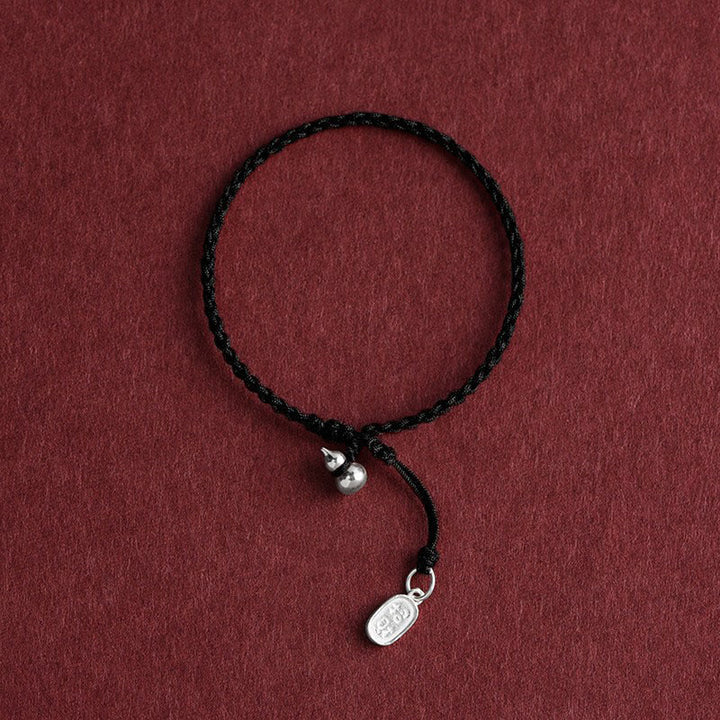 Buddha Stones Pulsera con dije de calabaza de la suerte en plata de ley 925 con cierre de cordón - Cuerda negra de la suerte con calabaza y fortuna - 15-20 cm - image 17