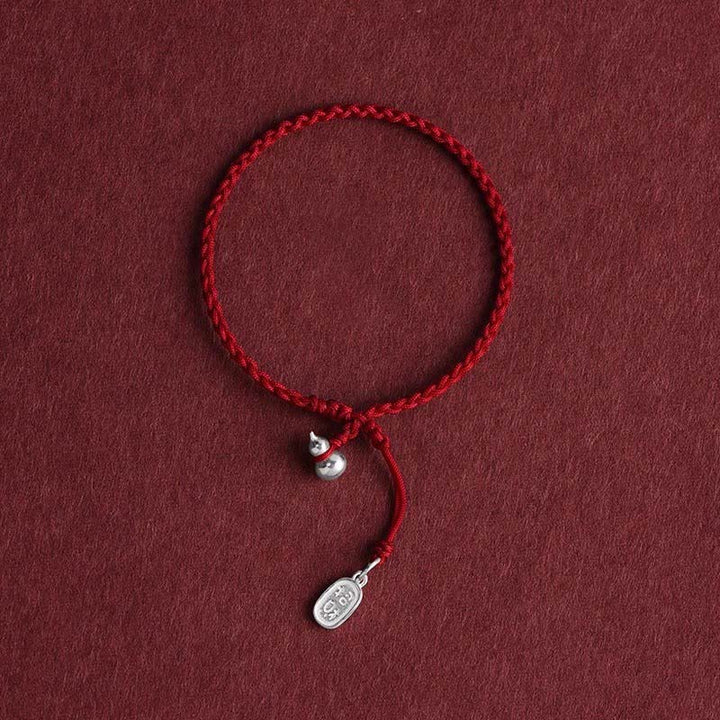Buddha Stones Pulsera con dije de calabaza de la suerte en plata de ley 925 con cierre de cordón - Cuerda roja oscura de calabaza y fortuna - 15-20 cm - image 15