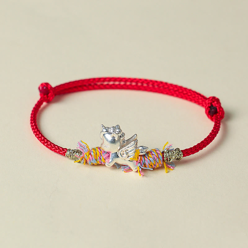 Pulsera de la suerte con hilo rojo y caballo alado Fu de plata de ley 999 con Buddha Stones del Año del Caballo - image 9