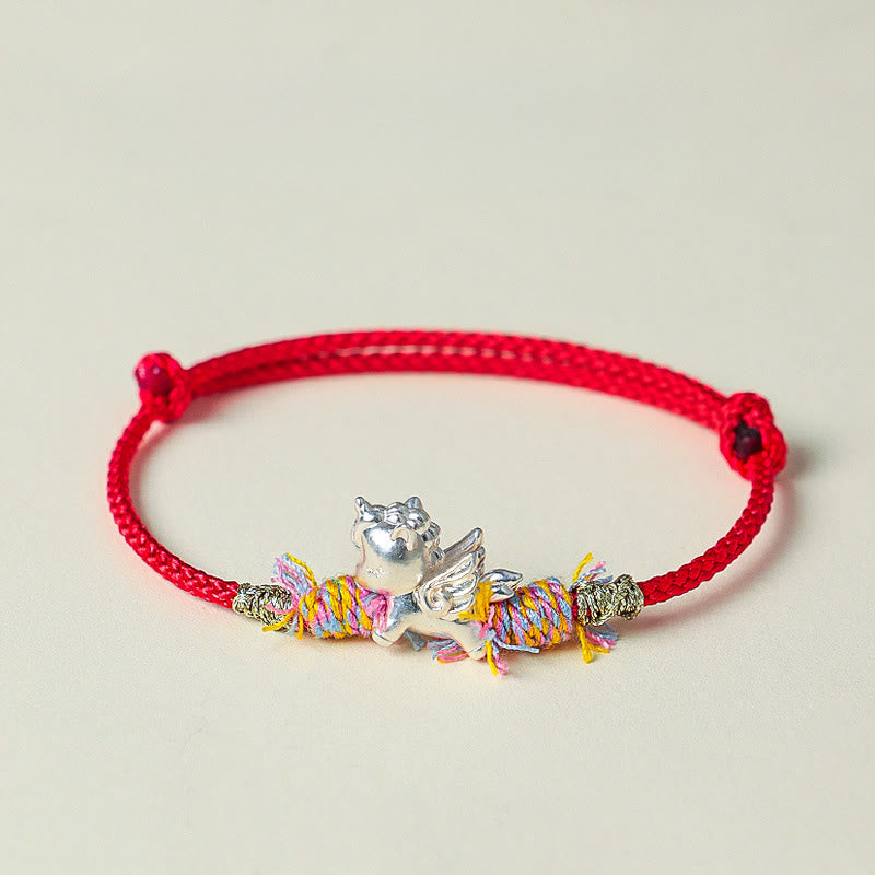 Pulsera de la suerte con hilo rojo y caballo alado Fu de plata de ley 999 con Buddha Stones del Año del Caballo - Caballo alado (circunferencia de la muñeca: 15-18 cm) - image 8