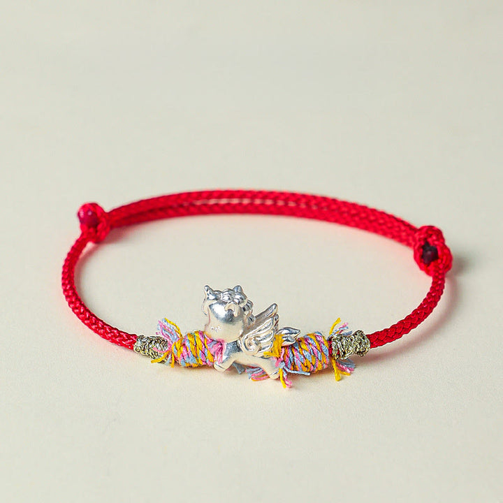 Pulsera de la suerte con hilo rojo y caballo alado Fu de plata de ley 999 con Buddha Stones del Año del Caballo - Caballo alado (circunferencia de la muñeca: 15-18 cm) - image 8