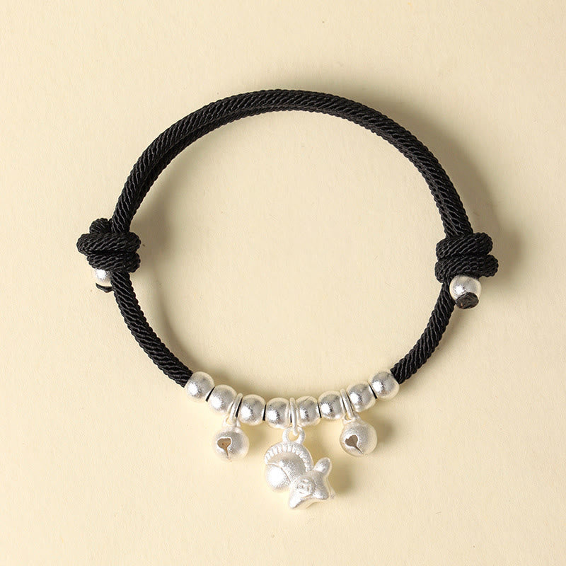 Pulsera ajustable con Buddha Stones, año del caballo, varios estilos de caballo, cuerda, suerte y fuerza. - Caballo Plateado Cuerda Negra - image 10