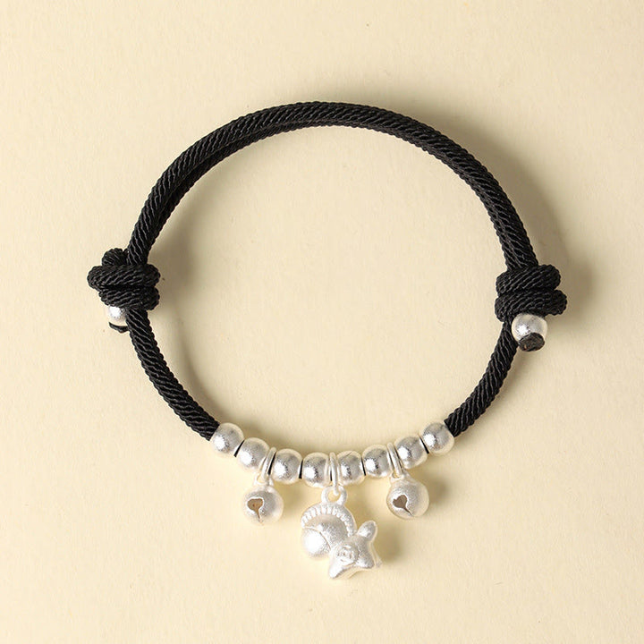 Pulsera ajustable con Buddha Stones, año del caballo, varios estilos de caballo, cuerda, suerte y fuerza. - Caballo Plateado Cuerda Negra - image 10