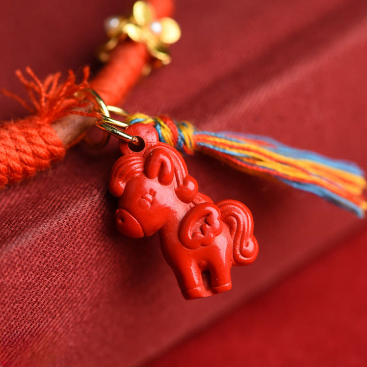 Pulsera tibetana de bendición de cinabrio tallada con Buddha Stones del Año del Caballo - image 8