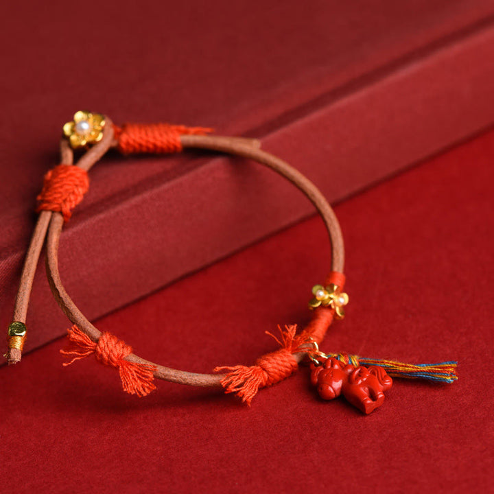 Pulsera tibetana de bendición de cinabrio tallada con Buddha Stones del Año del Caballo - image 3