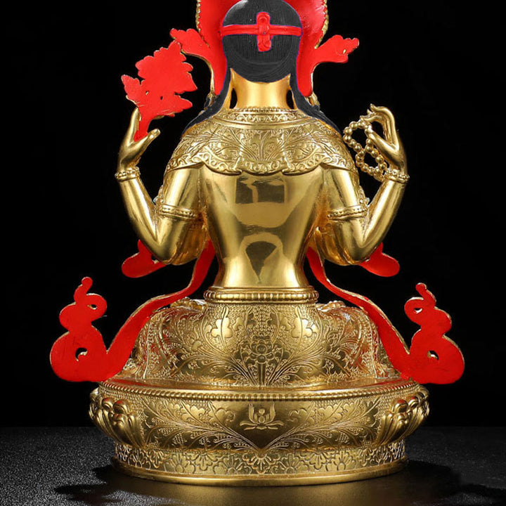 Chenrezig-Estatua chapada en oro y cobre con protección Avalokitesvara de cuatro brazos, decoración - image 11
