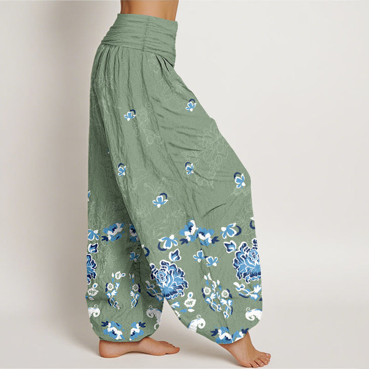 Pantalones Buddha Stones de algodón puro con estampado clásico de flores y mariposas para mujer, cintura elástica - image 7