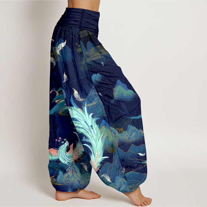 Pantalones Buddha Stones de algodón puro con diseño de nubes y montañas de fénix para mujer, cintura elástica - image 10