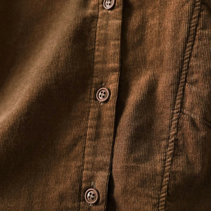Camisa de algodón de manga larga para mujer con cuello alto, bolsillos decorativos y Buddha Stones en otoño - image 9