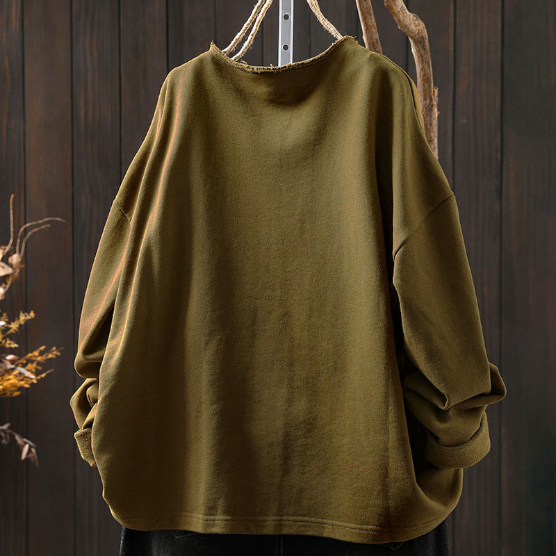Camisa de algodón para mujer, de manga larga, cuello redondo y botones, con estampado de Buddha Stones - image 3