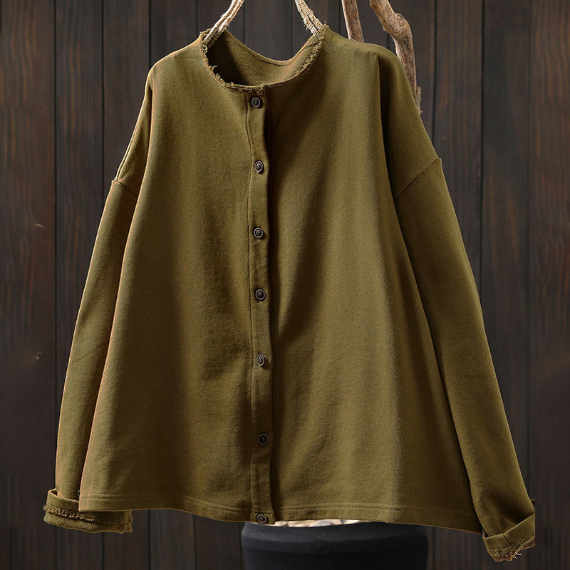 Camisa de algodón para mujer, de manga larga, cuello redondo y botones, con estampado de Buddha Stones - image 6