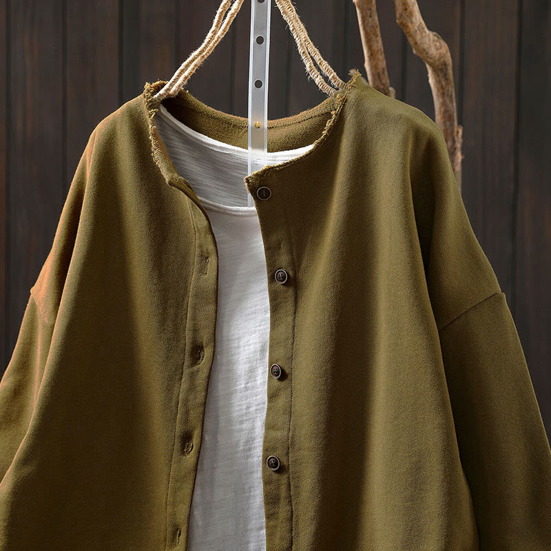 Camisa de algodón para mujer, de manga larga, cuello redondo y botones, con estampado de Buddha Stones - image 5