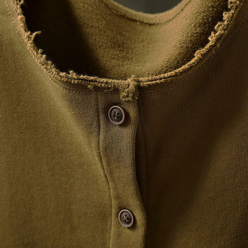 Camisa de algodón para mujer, de manga larga, cuello redondo y botones, con estampado de Buddha Stones - image 12