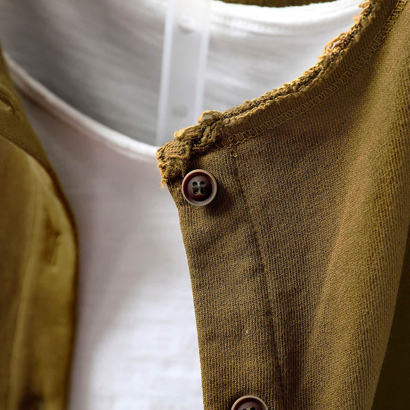 Camisa de algodón para mujer, de manga larga, cuello redondo y botones, con estampado de Buddha Stones - image 14