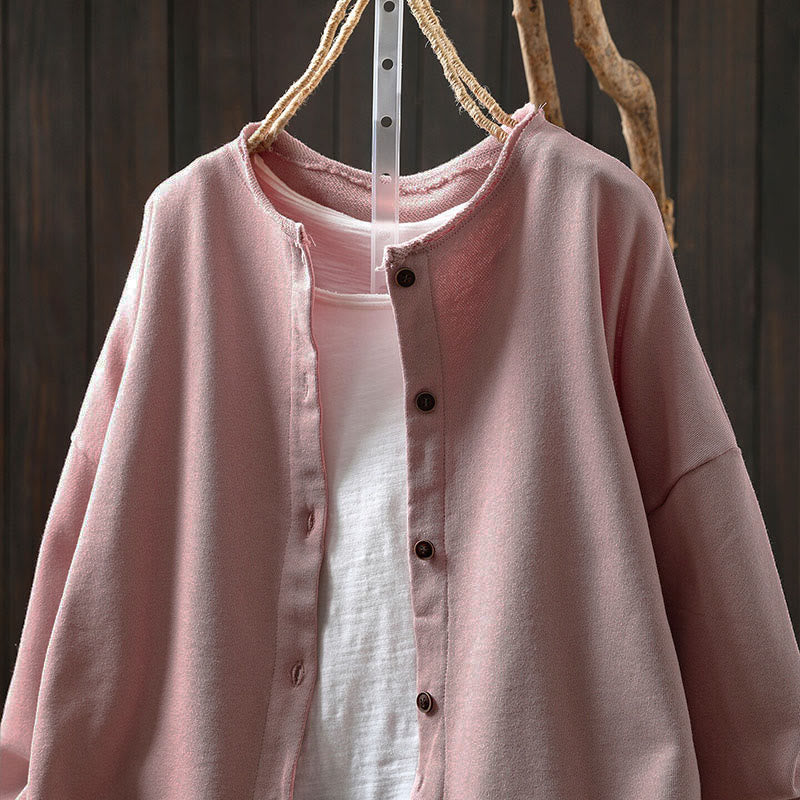 Camisa de algodón para mujer, de manga larga, cuello redondo y botones, con estampado de Buddha Stones - image 2