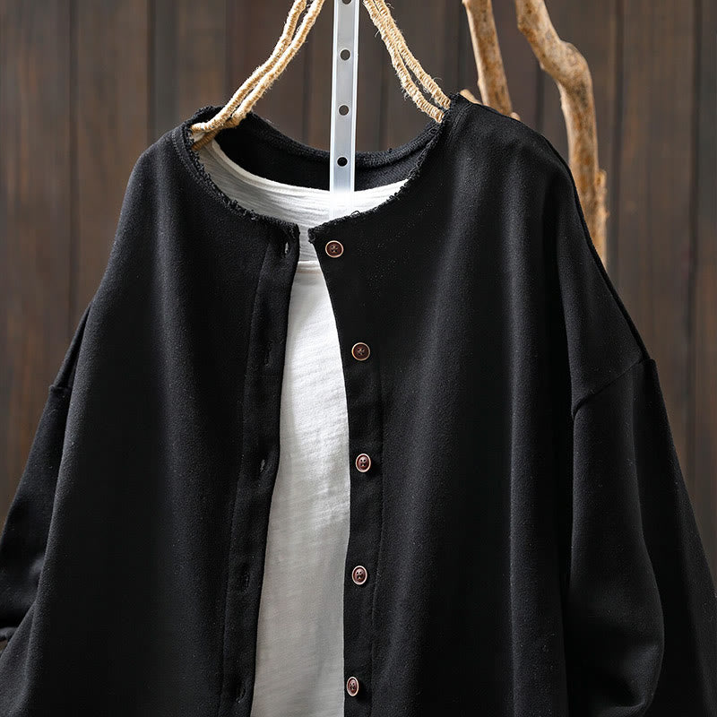 Camisa de algodón para mujer, de manga larga, cuello redondo y botones, con estampado de Buddha Stones - image 17