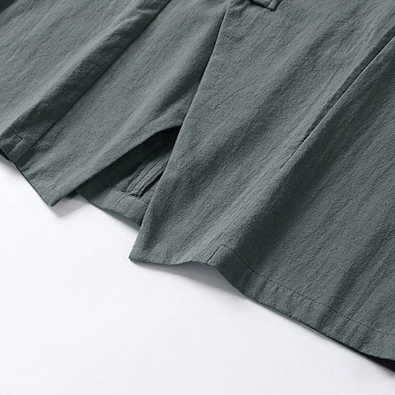 Chaqueta kimono de algodón y lino para hombre, estilo chino, con botones de rana y Buddha Stones, de media manga - image 6