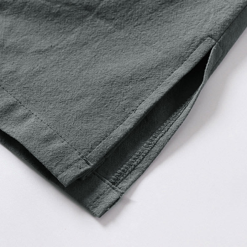 Kimono de lino y algodón con mangas tres cuartos para hombre, con estampado de Buddha Stones, liso, con cordones - image 5