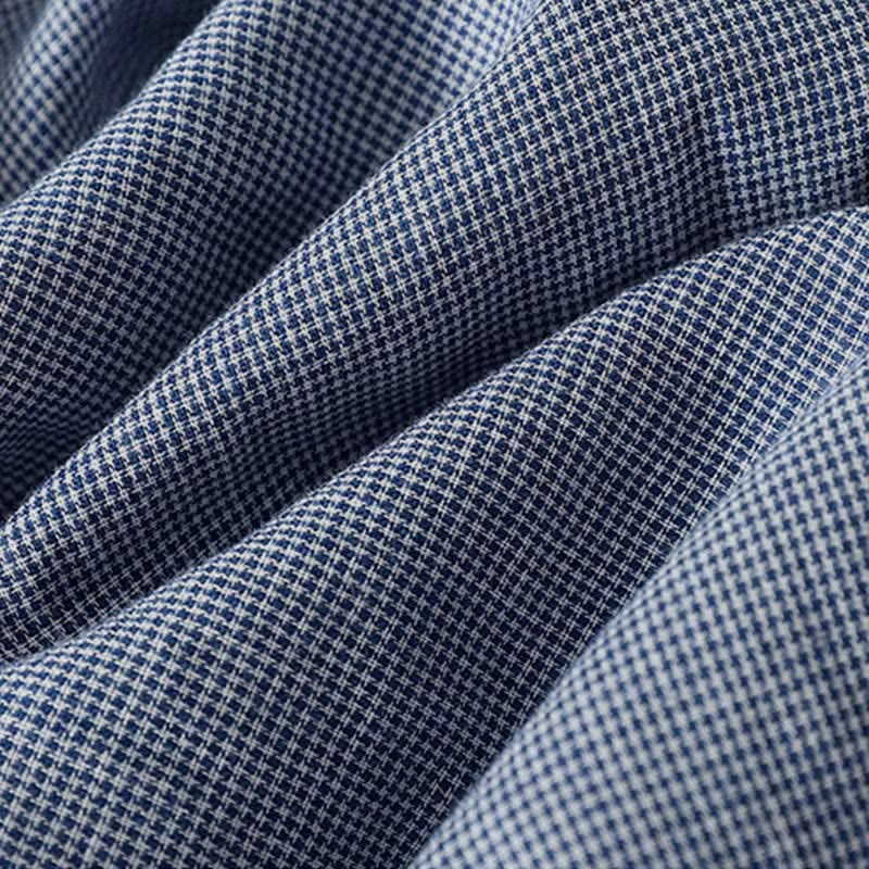 Camisa de manga larga para mujer con diseño de bloques de color azul a rayas y cuello alto con botones y estampado Buddha Stones Fall - image 9