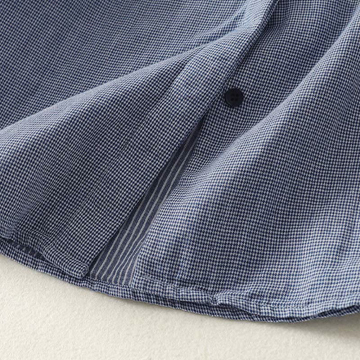 Camisa de manga larga para mujer con diseño de bloques de color azul a rayas y cuello alto con botones y estampado Buddha Stones Fall - image 6