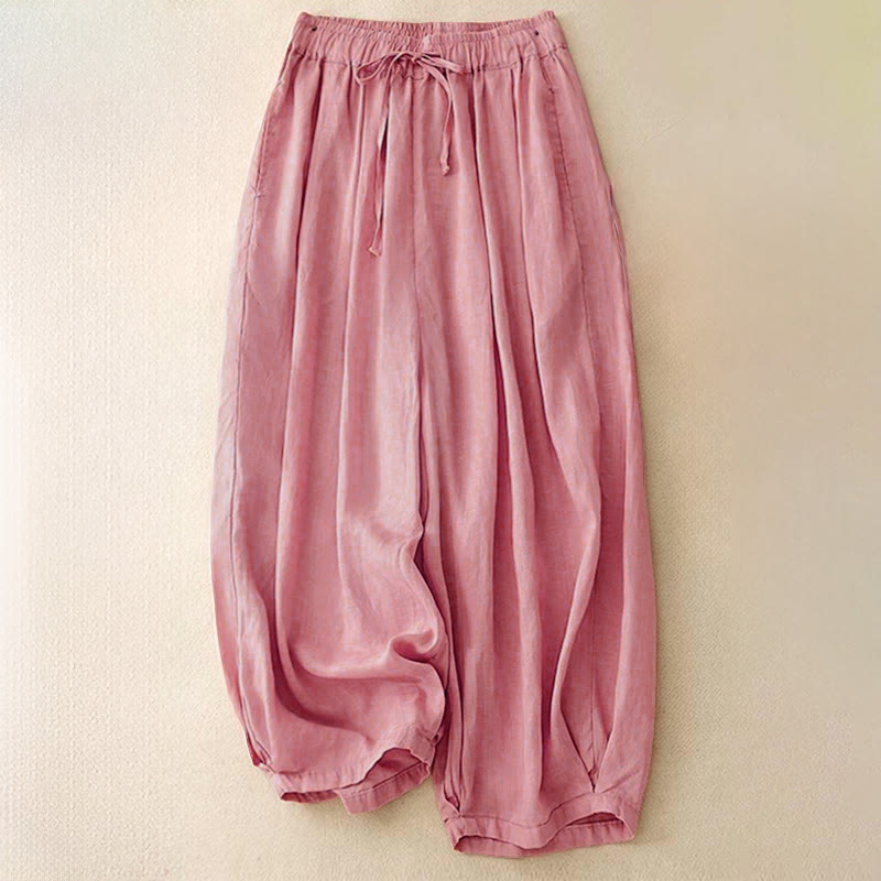 Pantalones capri harem cortos para mujer con cintura elástica y bolsillos, estampado Buddha Stones, ideales para el verano. - Rosa - US8-10，UK/AU12-14，EU40-42 (2XL) - image 18
