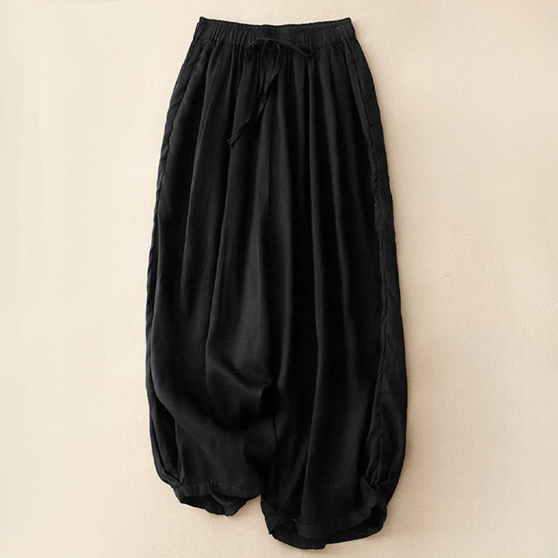 Pantalones capri harem cortos para mujer con cintura elástica y bolsillos, estampado Buddha Stones, ideales para el verano. - Negro - US8-10，UK/AU12-14，EU40-42 (2XL) - image 10