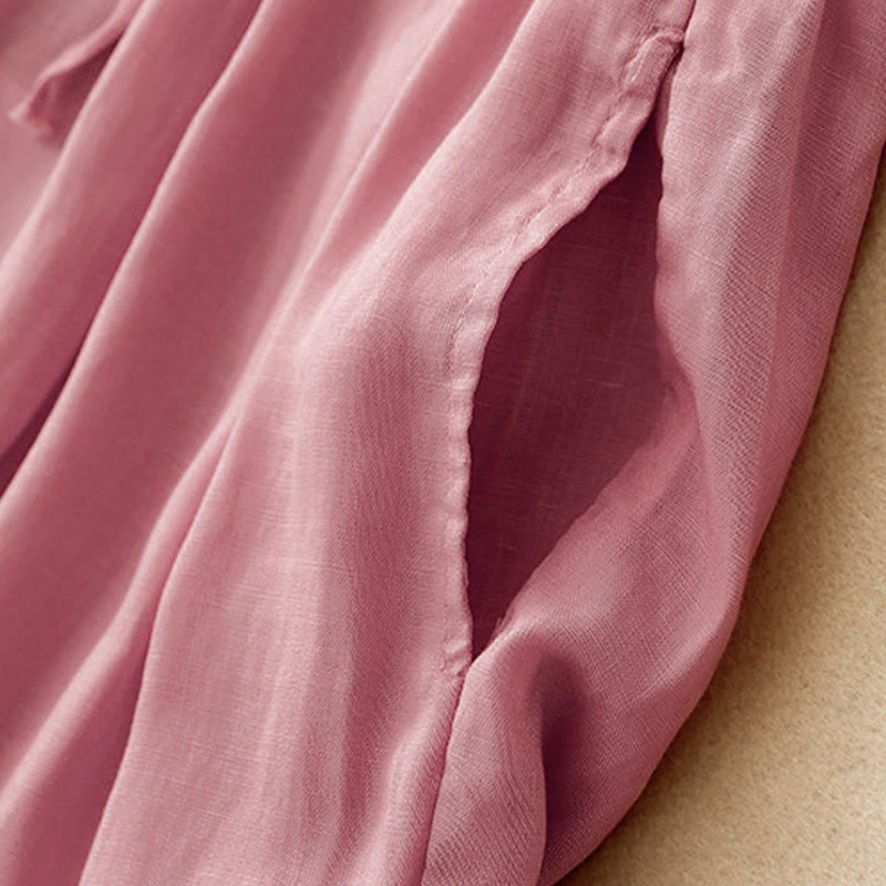 Pantalones capri cortos de algodón con cintura elástica y bolsillos para mujer de Buddha Stones - image 21