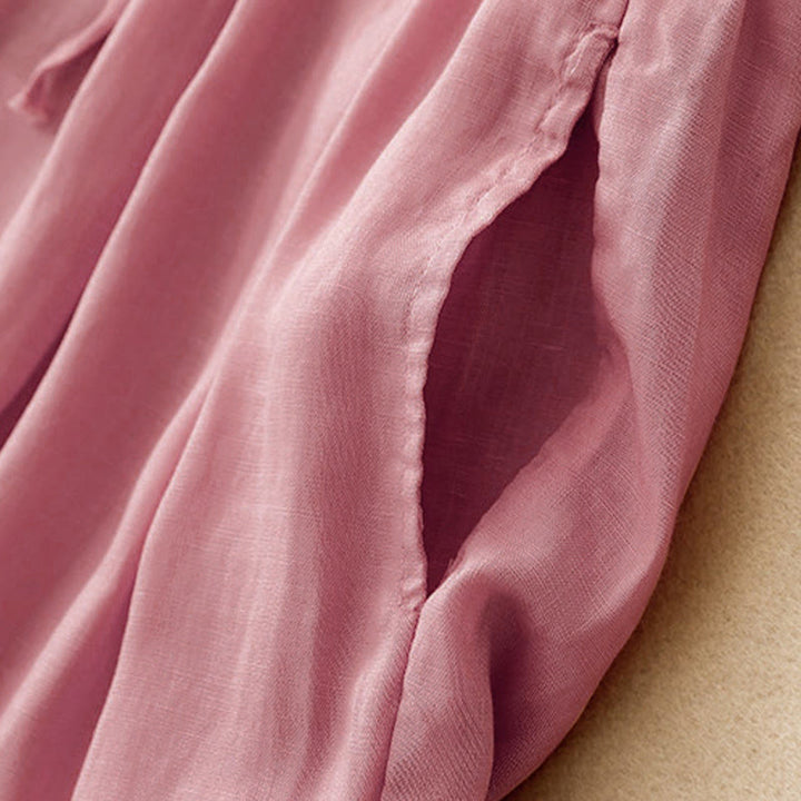 Pantalones capri cortos de algodón con cintura elástica y bolsillos para mujer de Buddha Stones - image 21