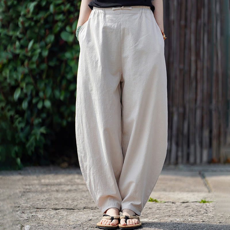 Pantalones de lino y algodón para hombre, de pierna recta, con botones de rana chinos y bolsillos, de verano, con estampado de Buddha Stones - image 11